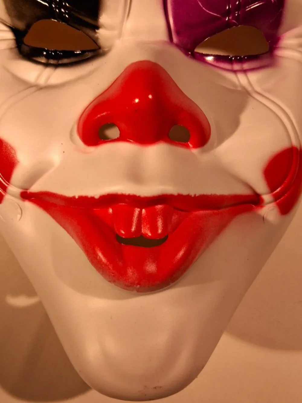 CLOWN MASK WITH HAIR Lot of 3 Adult size New White face Orange Hair Hard Plastic